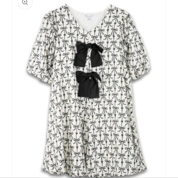 Simply Southern Black and White Bow Mini Dress Women's Size Small New - Picture 2 of 7